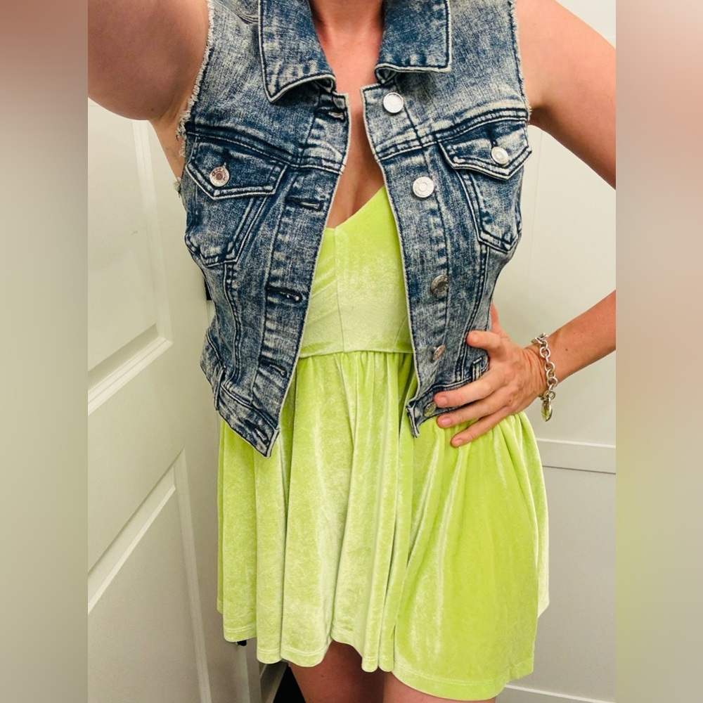 Lime Green Velvet romper